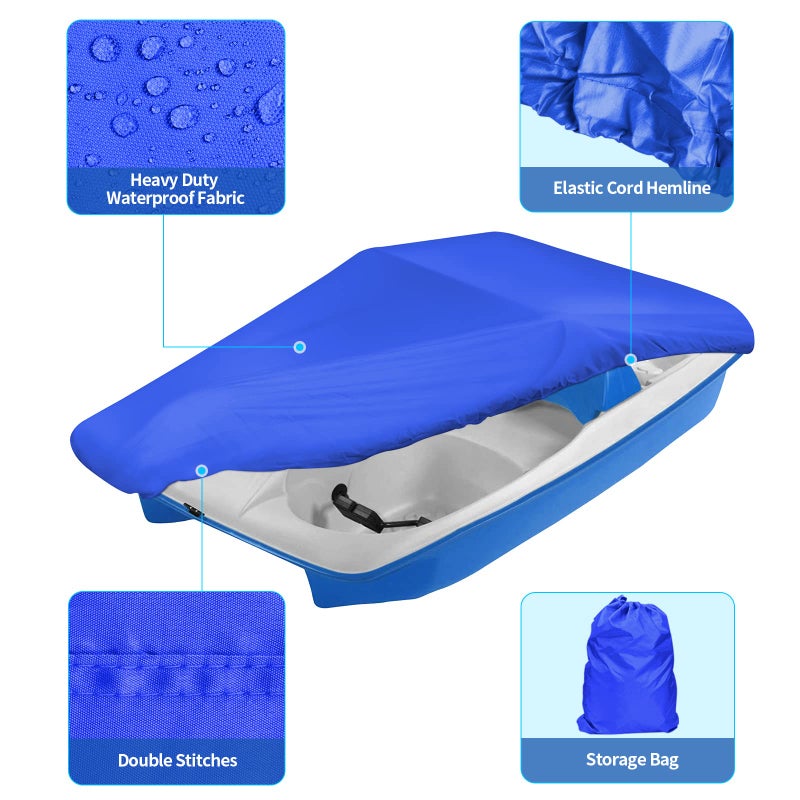 iCOVER Pedal Boat Cover, Fits 3 or 5 Person Paddle Boats Water Proof Heavy Duty Paddles Covers, Blue - Image 2